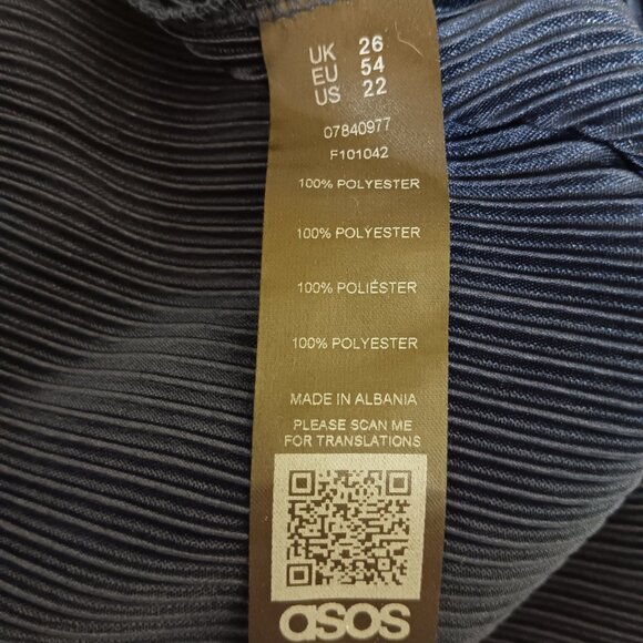 ASOS DESIGN Curve Women's Navy Blue One Shoulder Plisse Jumpsuit Size 22 - Picture 13 of 15